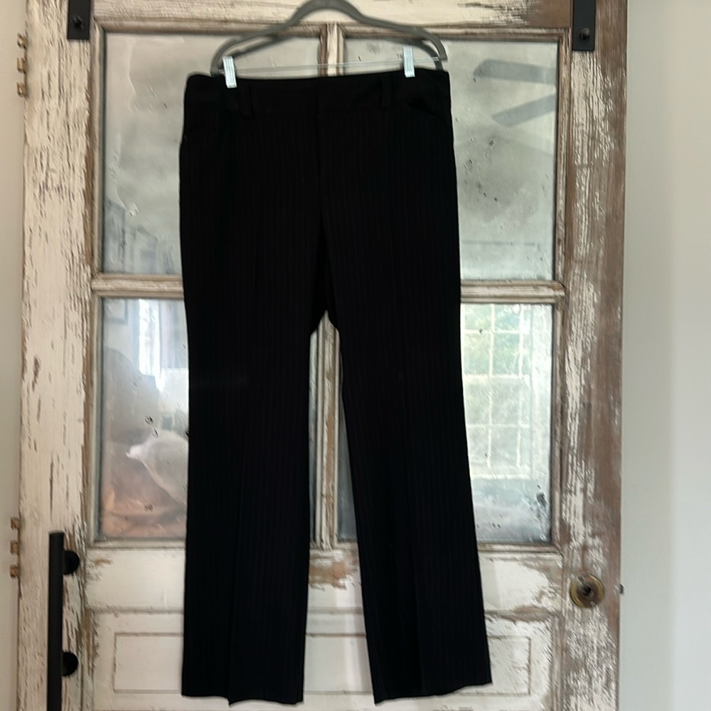 GAP curvy fit flared leg wool dress or suit pants black pinstriped sz 16